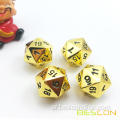 مجموعة من 4 من المعدن الصلب الذهبي الفاخر 20 الجانبين DICE D20 GOLD METALLIC POLYHEDRAL DICE